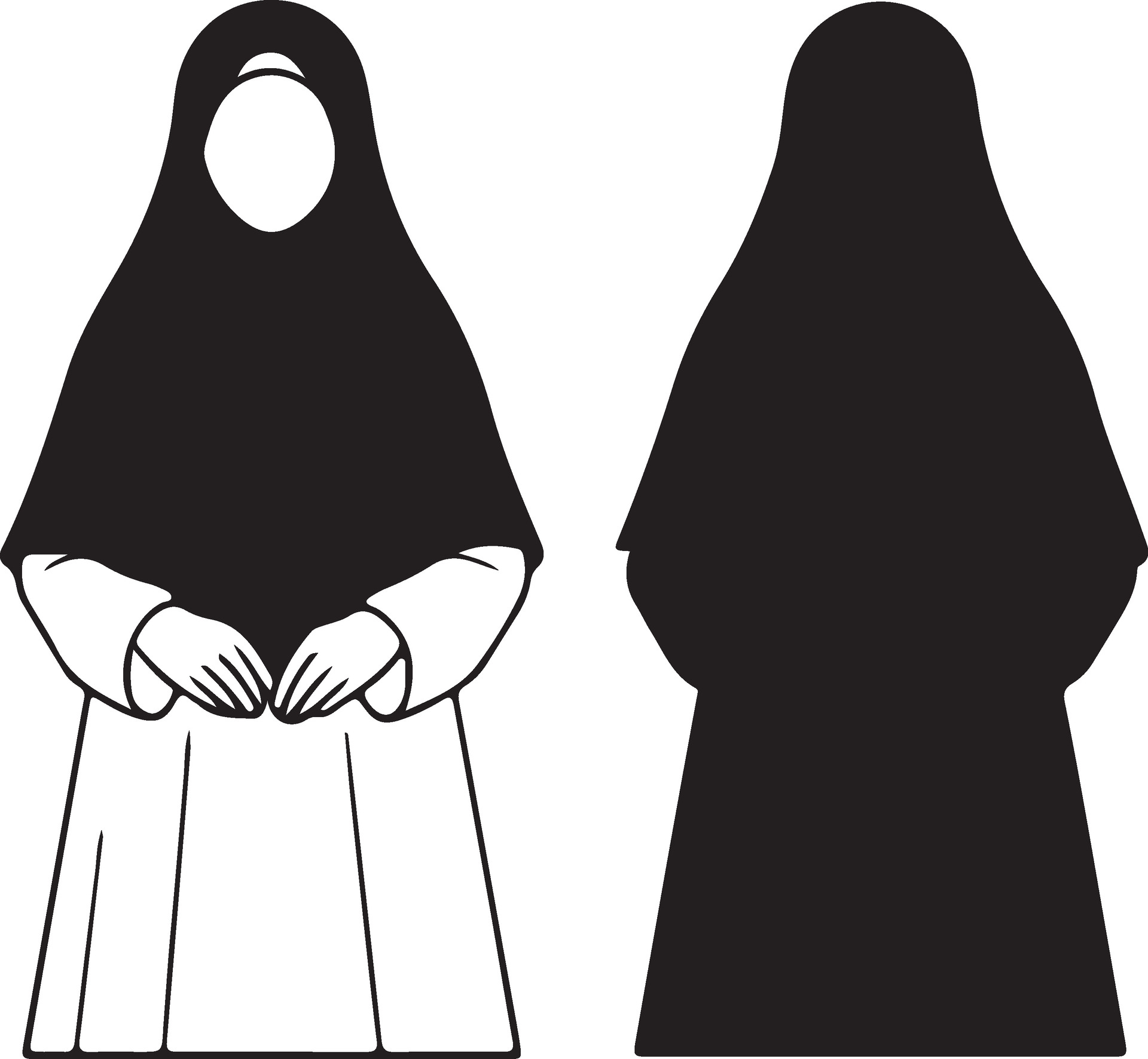 vecteezy muslim woman in black hijab and modest attire front outline 73506668