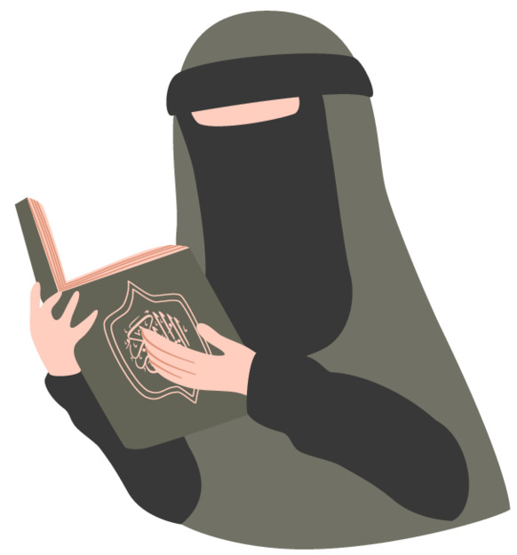 Woman with Niqab holding a book in her hands